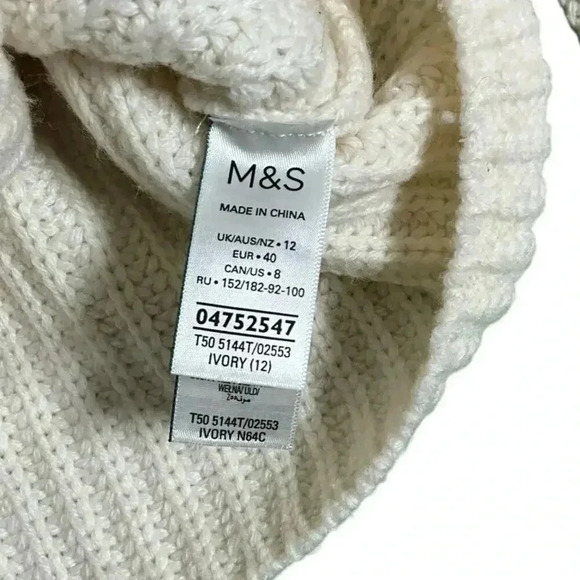 Autograph M&S Chunky Knit Turtle Neck Sweater Wool Blend Cream Size 12 Used - Picture 5 of 15